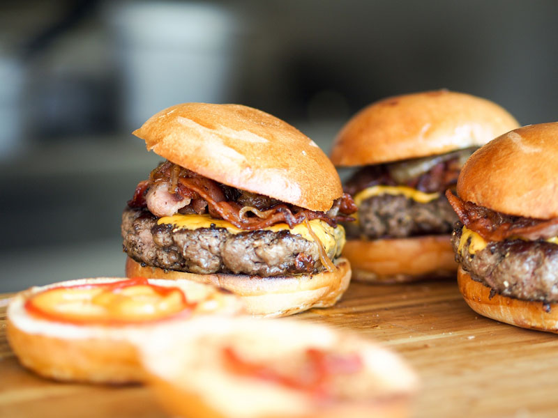 close-up of a burgers